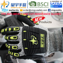 Перчатки с защитой от порезов и противокейтов, 13G Hppe Shell Cut-Level 3, Sandy Nitrile с покрытием лаком, анти-ударный TPR на спине Механические перчатки